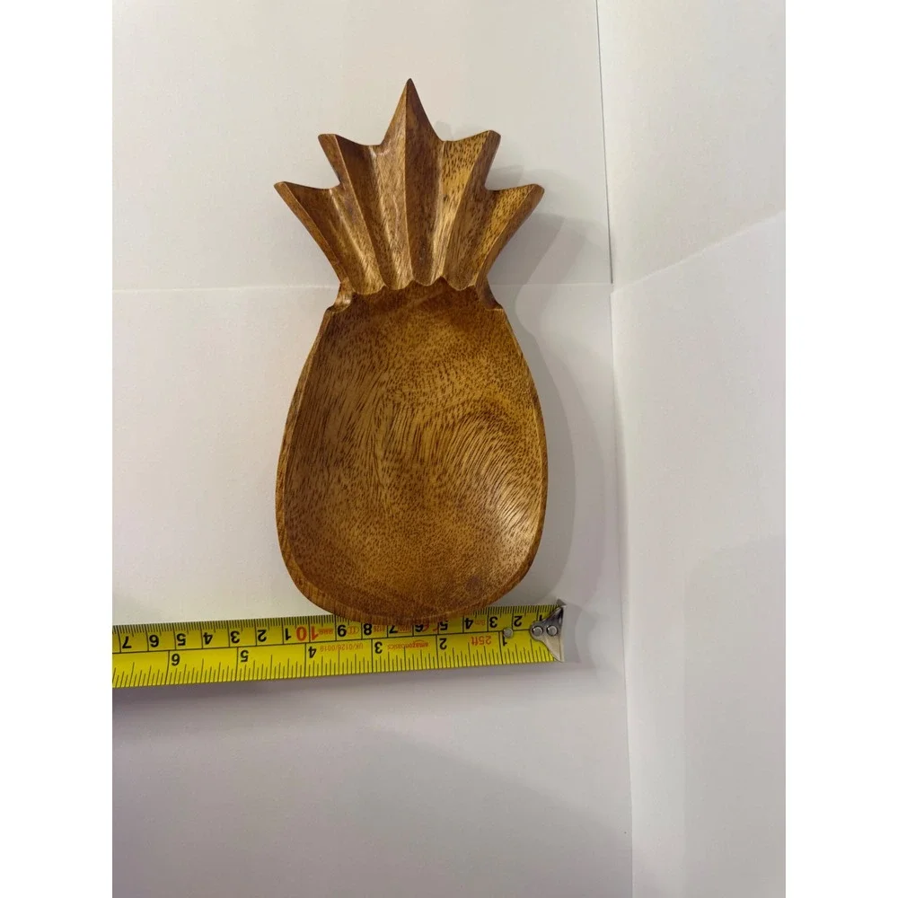 Vintage Hand Carved Wooden Pineapple Bowl Tropical Tiki Decor Catchall Tray